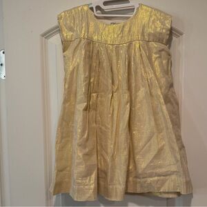 Tea Collection Gold Shimmer Pleated Kids Dress - 3t